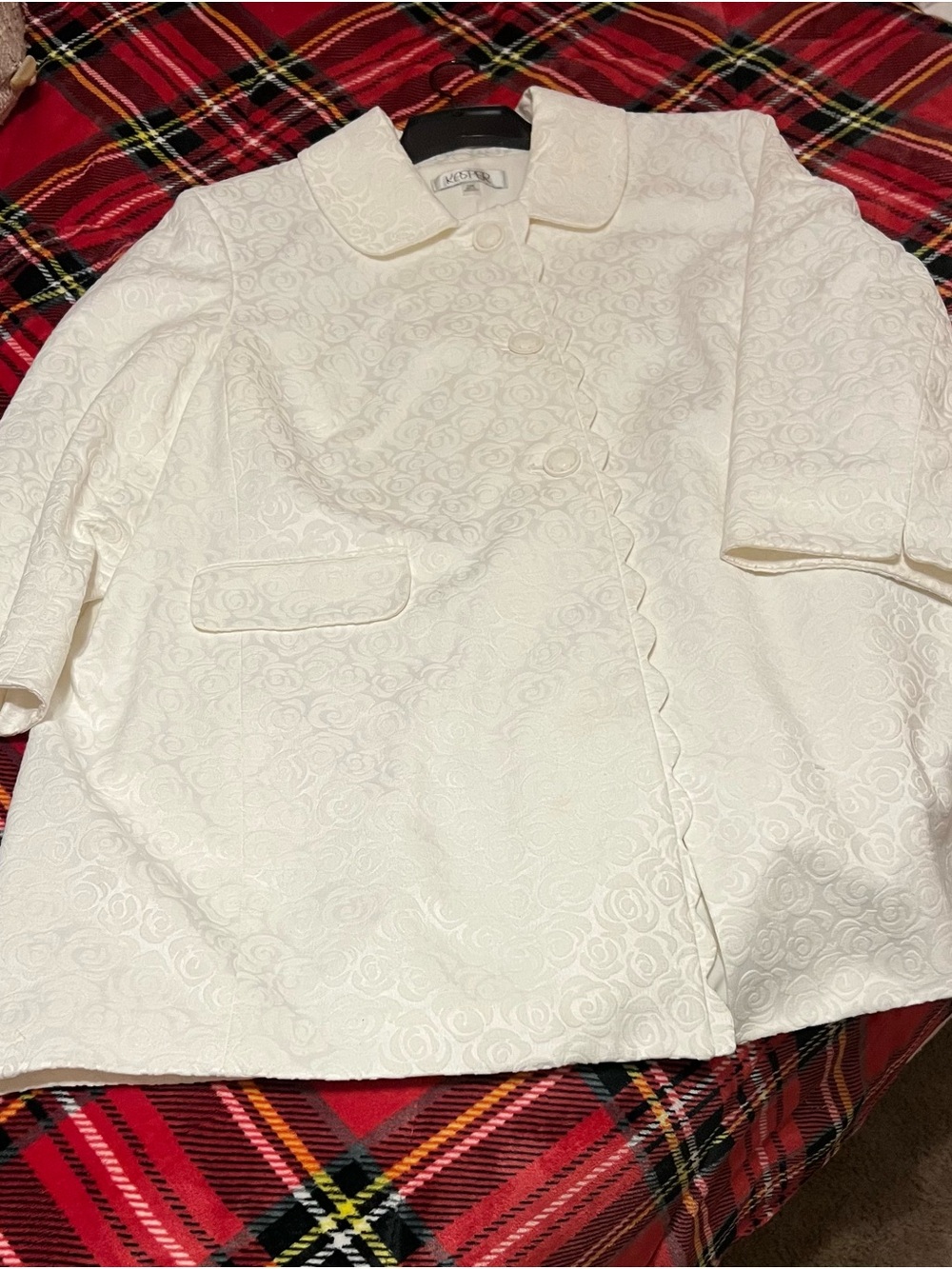 Kasper Ivory Textured Girls' Dress Jacket with Peter Pan Collar - Picture 1 of 2